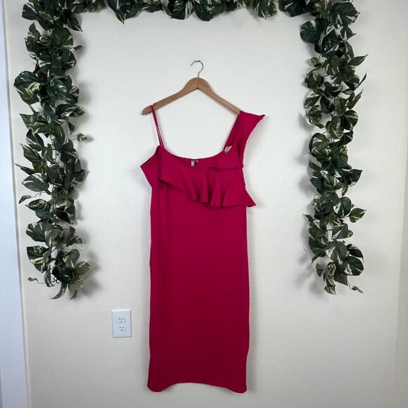 ASOS Dresses & Skirts - Asos Sleeveless Fitted Mid Length Single Ruffle Dress Pink NWT Women’s Size 16